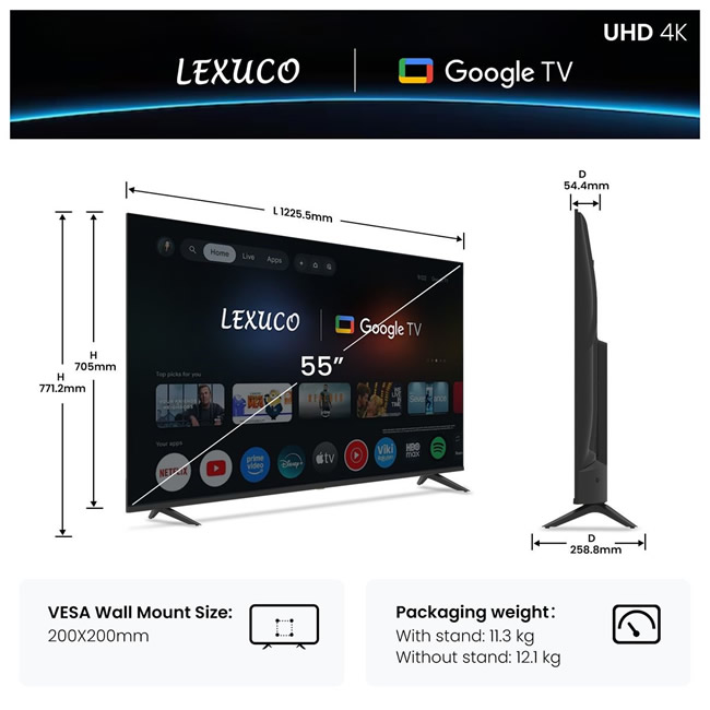 55inch lexuco google tv